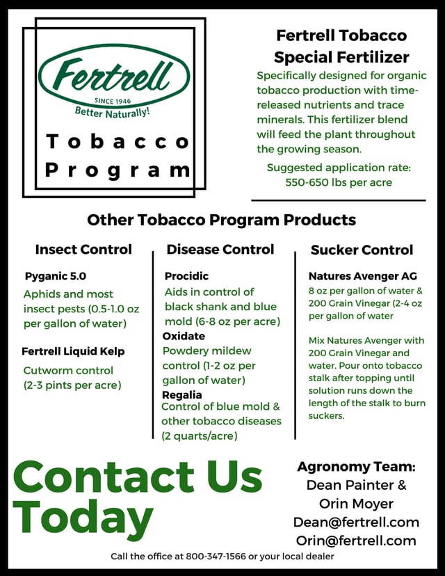 Fertrell Organic Tobacco Program Flyer